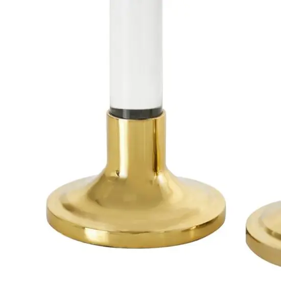 Gold Stainless Steel Candle Holder with Clear Glass Center Set {8}