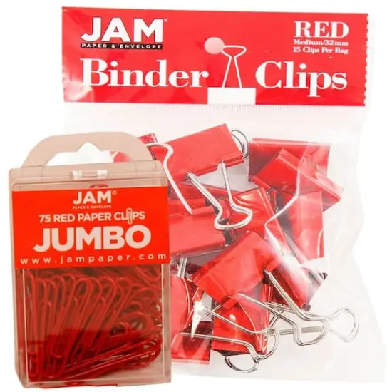 JAM Paper Office Desk Supply Clips Set Red {1}