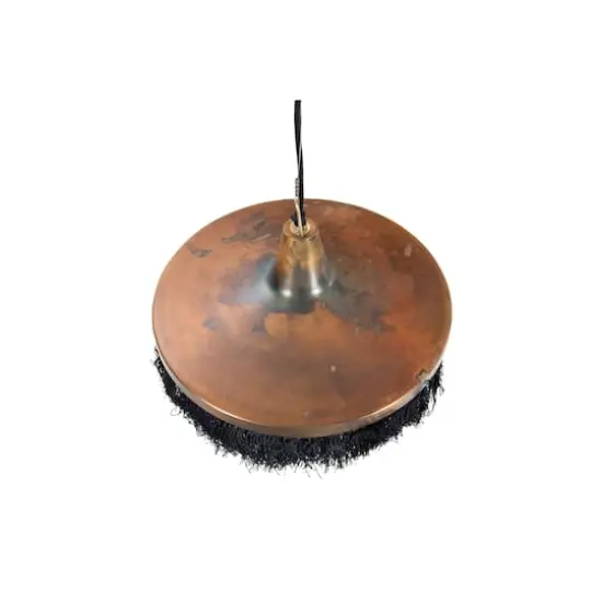 Hello Honey&reg; 16" Charcoal Metal Pendant Light with Fringe {5}