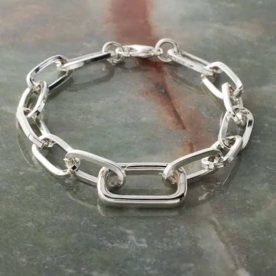 7.1" Silver Paperclip Link Charm Bracelet by Bead Landing&trade; {3}