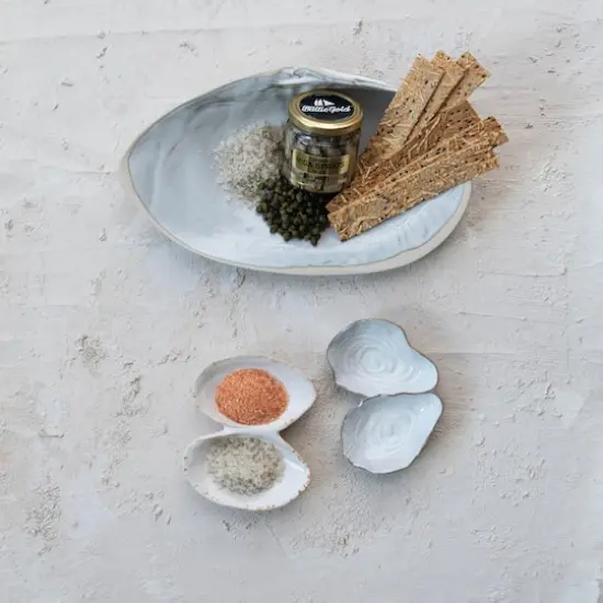 Hello Honey&reg; 13" White Stoneware Shell Plates with Reactive Glaze, 6ct. {3}