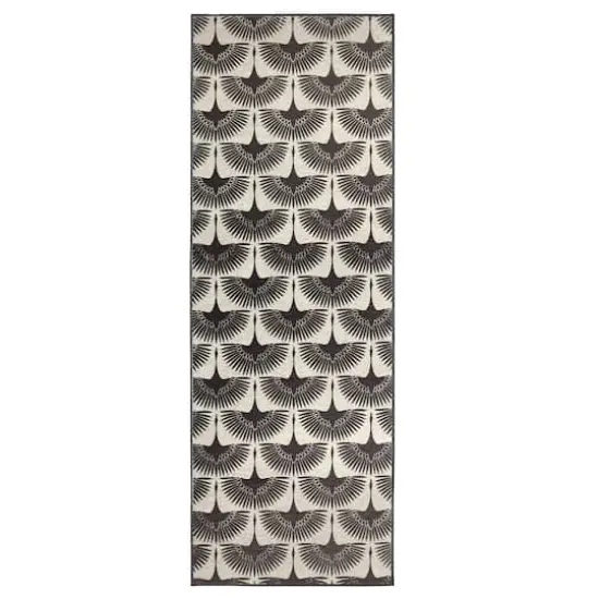 My Magic Carpet Flock Washable Rug Black {1}