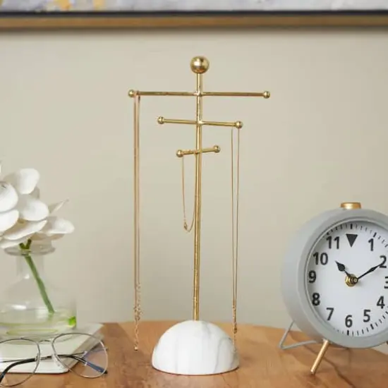 13" Gold Metal 6-Slot Jewelry Stand with White Base {3}