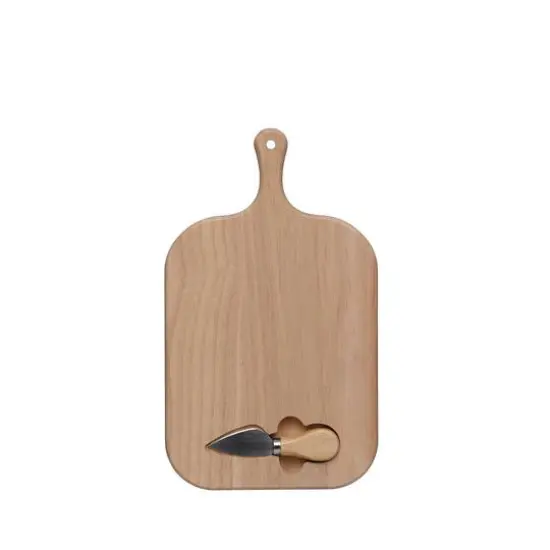 13.75" Natural Rectangular Wood Cheese Board with Knife by Ashland&reg; {1}