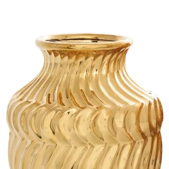 Gold Ceramic Abstract Small Textured Vase Set {4}