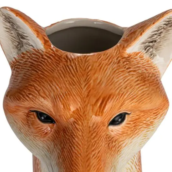Hello Honey&reg; 11" Orange Hand-Painted Decorative Stoneware Fox Vase {10}