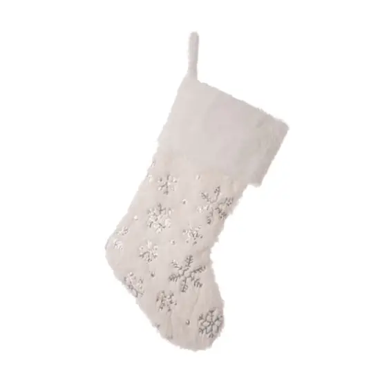Glitzhome&reg; 21" White Plush with Snowflake Christmas Stocking, 2ct. {4}