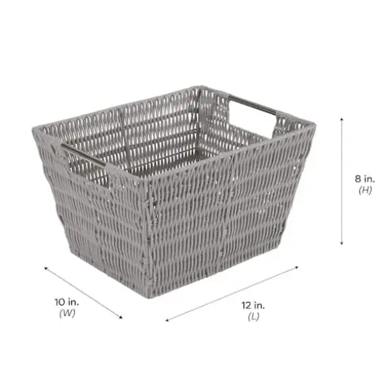 Simplify Medium Gray Rattan Storage Basket {4}