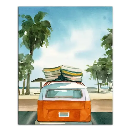 Beach Van 16" x 20" Canvas Wall Art {1}