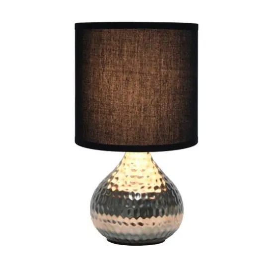 Simple Designs Hammered Silver Table Lamp Black {5}