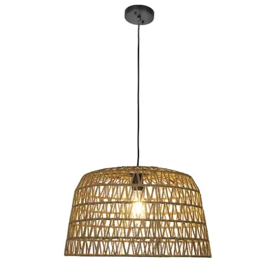 Hello Honey&reg; 19.5" Boho Open Weave Metal and Paper Rope Ceiling Light Brown {8}
