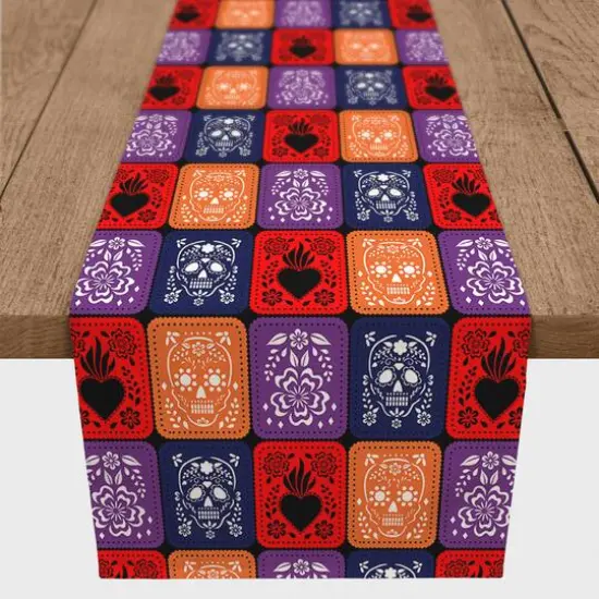 Dia De Los Muertos Flag Pattern Cotton Twill Table Runner {4}