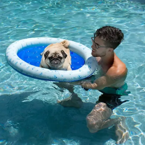 PoolCandy 36" Blue & White Paw Print Pet Float {3}