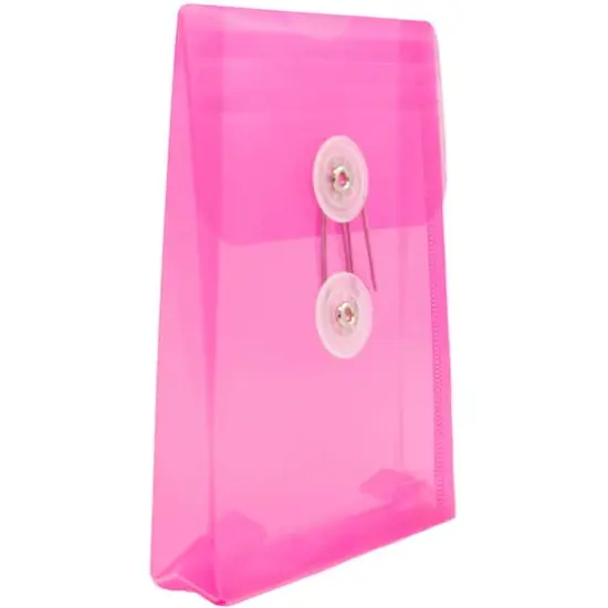 JAM Paper 4.25" x 6.25" Plastic Button & String Tie Closure Envelopes, 12ct. Fuchsia Pink {4}