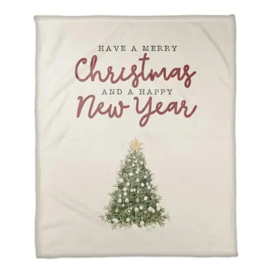 Merry Christmas Happy New Year Coral Fleece Blanket {1}