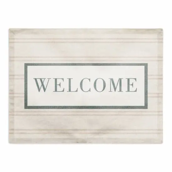 Welcome Stripe Cotton Twill Placemat Blush/White {1}