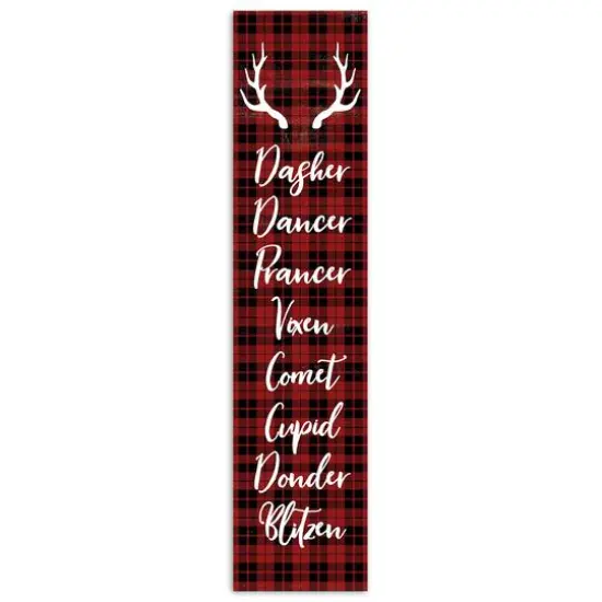 Plaid Reindeer Names 10.5" x 47" Porch Leaner {1}