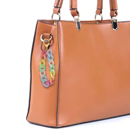 Blue Moon Studio&trade; Multicolor Chain Link Bag Charm with Rhinestones {3}