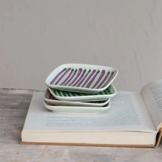 Hello Honey&reg; 6" Vegetable Square Stoneware Plate, 12ct. {5}