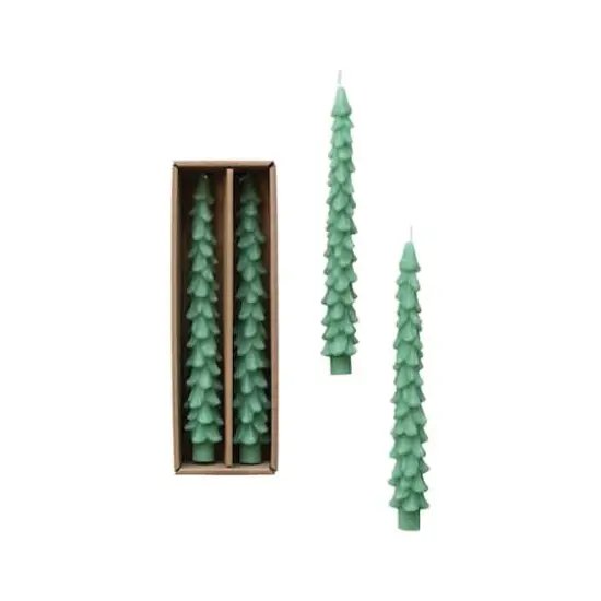 Hello Honey 10" Green Unscented Tree Shaped Taper Candles, 2ct. {1}