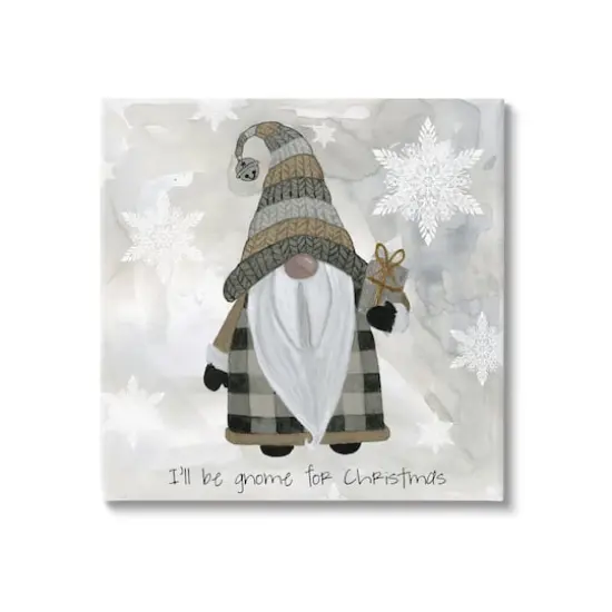 Stupell Industries Gnome For Christmas Phrase Canvas Wall Art {1}