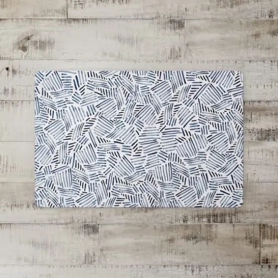 Navy Watercolor Pattern Floor Mat {3}