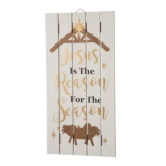Glitzhome&reg; 28" Wooden Nativity Wall D&eacute;cor {4}