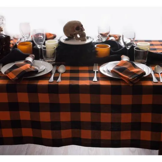 DII&reg; 84" Buffalo Check Tablecloth Orange and Black {7}