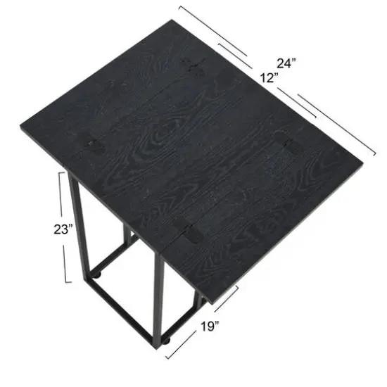 Household Essentials Jamestown Extendable C-Shaped End Table Black Oak {5}