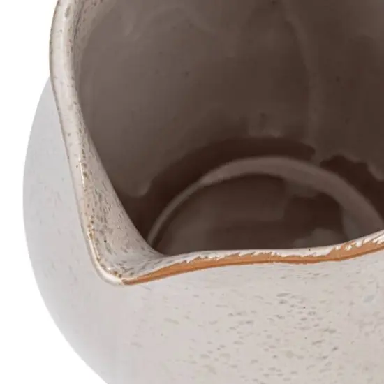 Hello Honey&reg; 50oz. White & Black Reactive Glaze Flower Design Debossed Stoneware Pitcher {9}