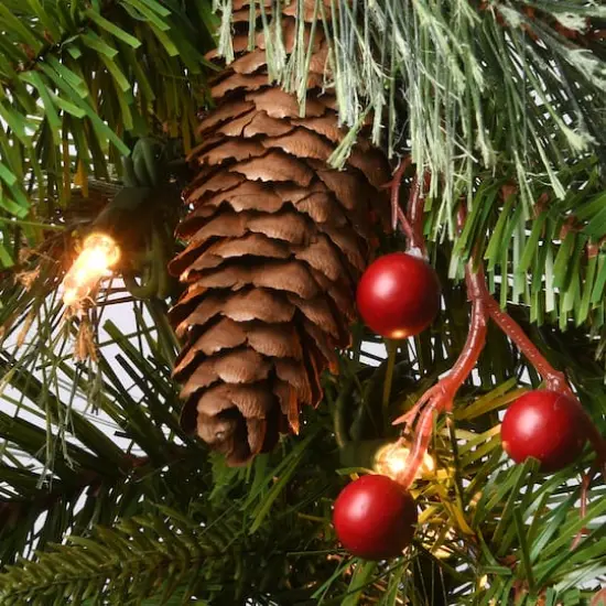 9&rsquo; x 10" Pre-lit "Feel-Real" Artificial Christmas Colonial Garland with Berries, Cones and 50 Clear Lights {5}