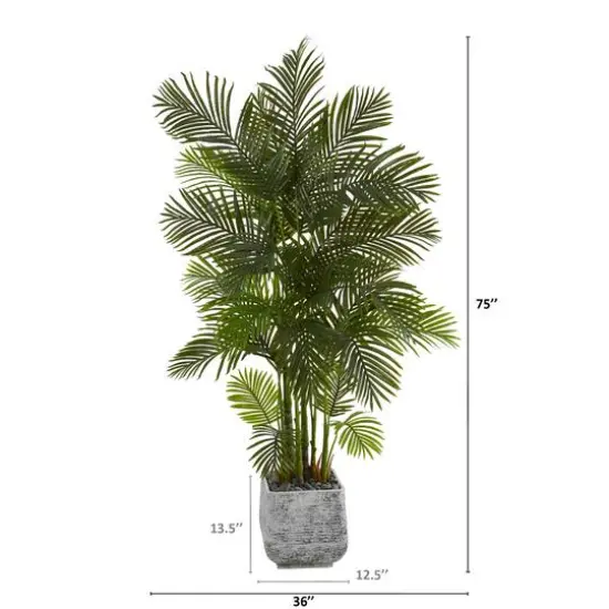 6.2ft. Areca Palm Artificial Tree in White Planter {3}