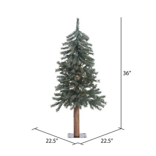 3ft. Pre-Lit Natural Bark Alpine Artificial Christmas Tree, Warm White Dura-Lit&reg; LED Lights {5}