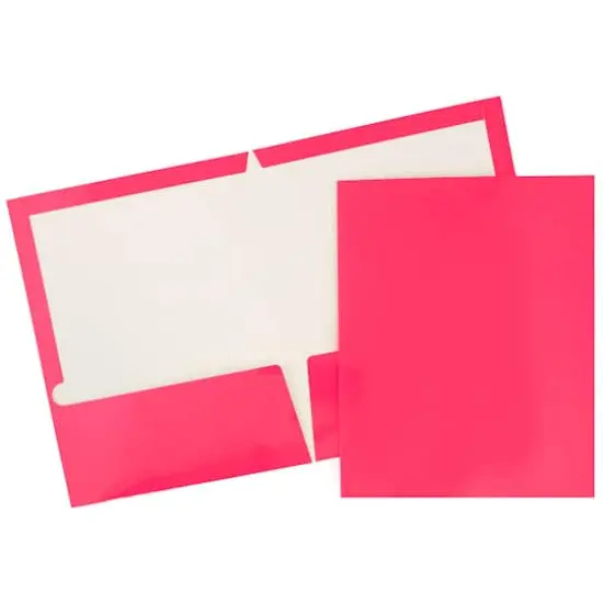 JAM Paper Laminated 2-Pocket Glossy Folders, 6ct. Hot Pink {1}