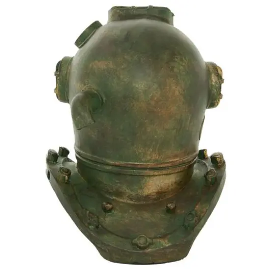 Bronze Polystone Coastal Decorative Antique Diving Helmet, 10" x 8" x 9" {6}