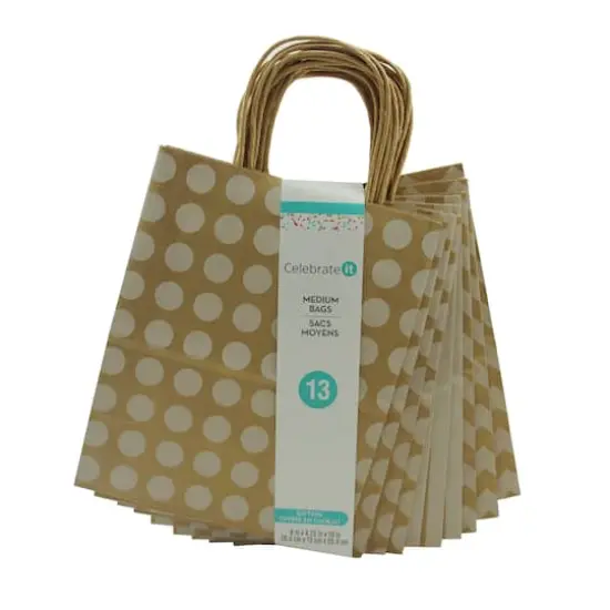 10" Kraft Dots & Chevron Paper Bag Value Pack by Celebrate It&trade; {6}