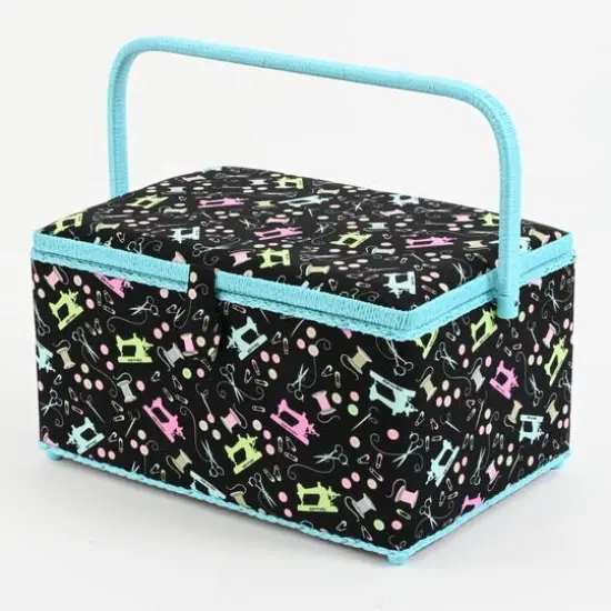 Dritz&reg; Aqua Sewing Notions Extra Large Sewing Basket with Removable Tray {1}