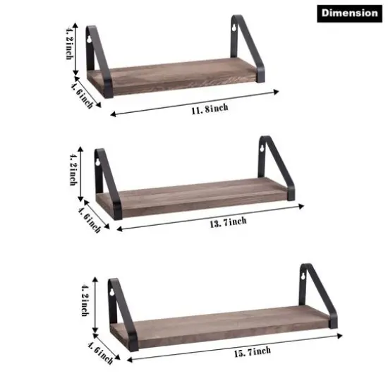 Rustic Wood Floating Wall Shelves Set {4}