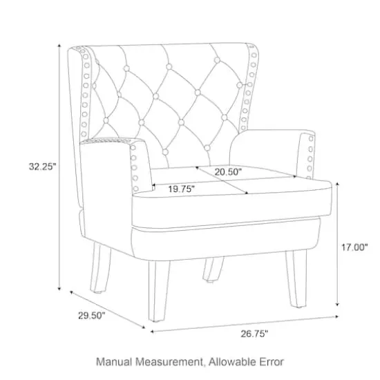 Glitzhome&reg; Modern Leatherette Button-Tufted Accent Armchair Black {5}