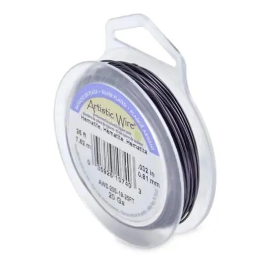 Artistic Wire&reg; 20 Gauge Silver Plated Tarnish Resistant Colored Copper Craft Wire, 25ft. Hematite {1}