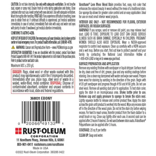 Varathane&reg; 2-in-1 Applicator & Wood Stain, 4oz. Ebony {7}