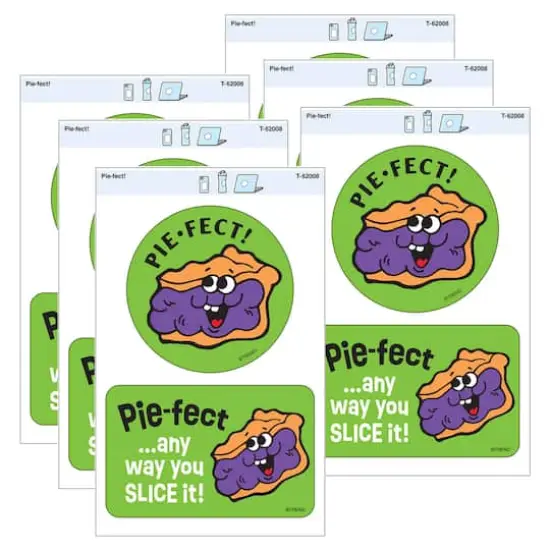TREND Enterprises® Pie-fect! Vinyl Stickers, 2 Per Pack, 6 Packs {1}