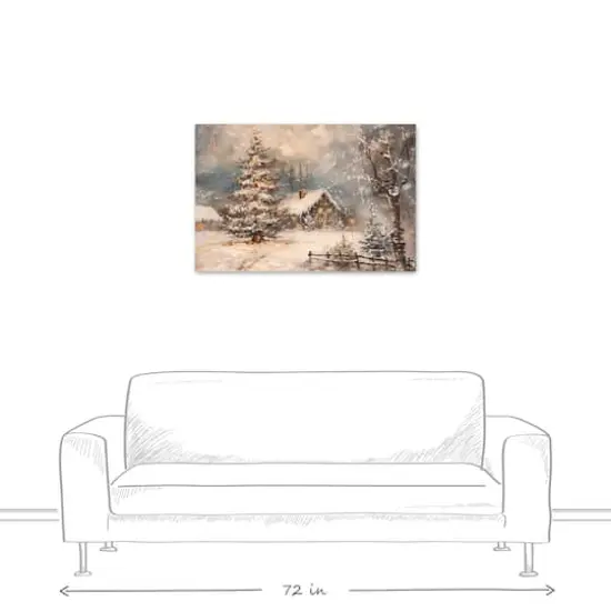 Snowy Christmas House 36" x 24" Canvas Wall Art {4}