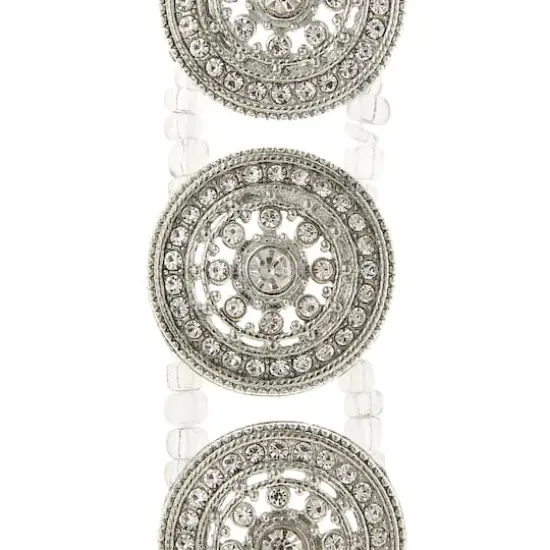 Rhodium with Clear Rhinestone Round Slider Beads, 23mm by Bead Landing&trade; {1}