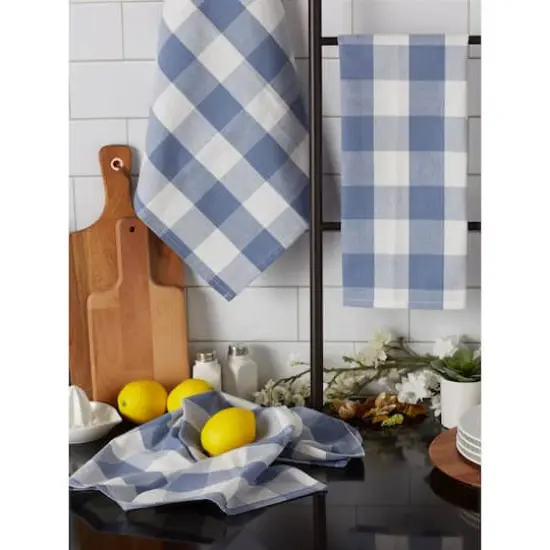 DII&reg; Stonewash Blue Buffalo Check Dish Towels, 3ct. {7}