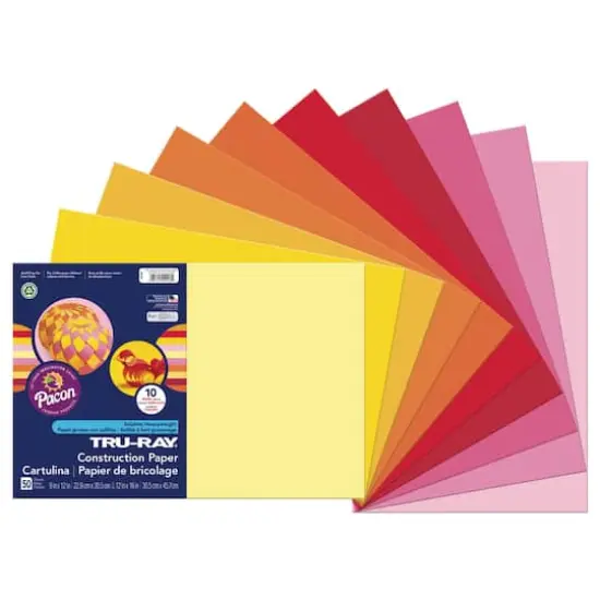 Pacon&reg; Tru-Ray 12" x 18" Warm Colors Construction Paper, 20 Sheets {1}