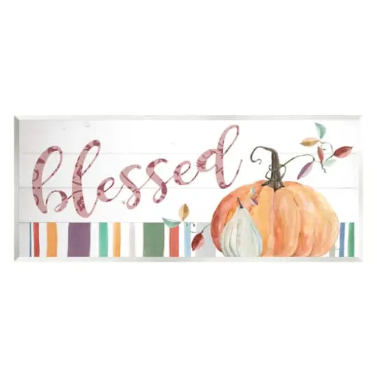 Stupell Industries Blessed Striped Festive Pumpkin Wall Plaque Art {1}