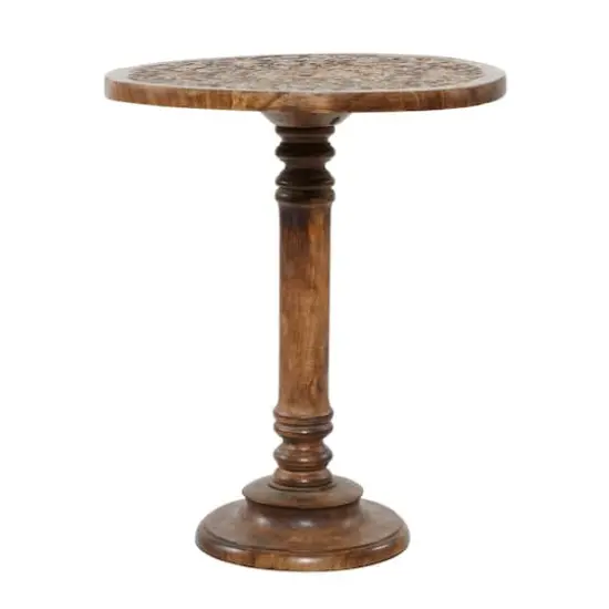 Brown Mango Wood Traditional Accent Table {3}