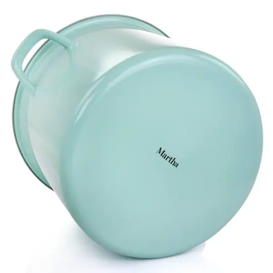 Martha Stewart 12qt. Turquoise Enamel On Steel Stock Pot With Glass Lid {5}