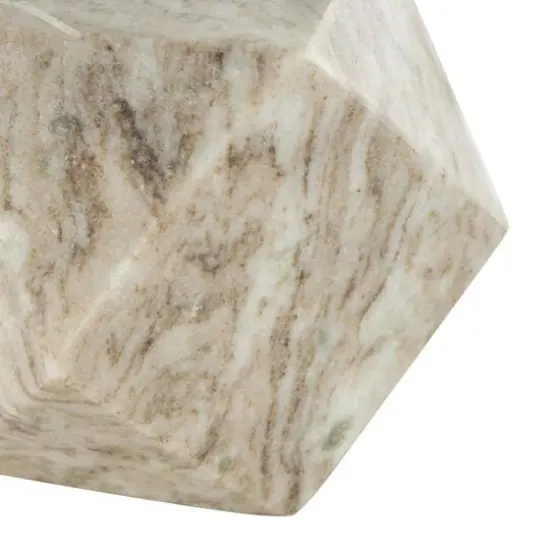 White Marble Geometric Cube Two-Toned Hexagon Sculpture with Cream & Copper Accents, 3ct. {5}